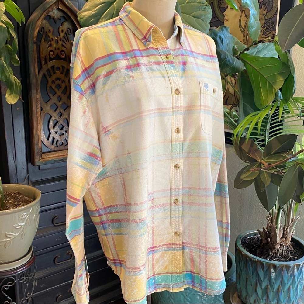 Twenty Distressed Custom Bleach Plaid Button Down - image 3